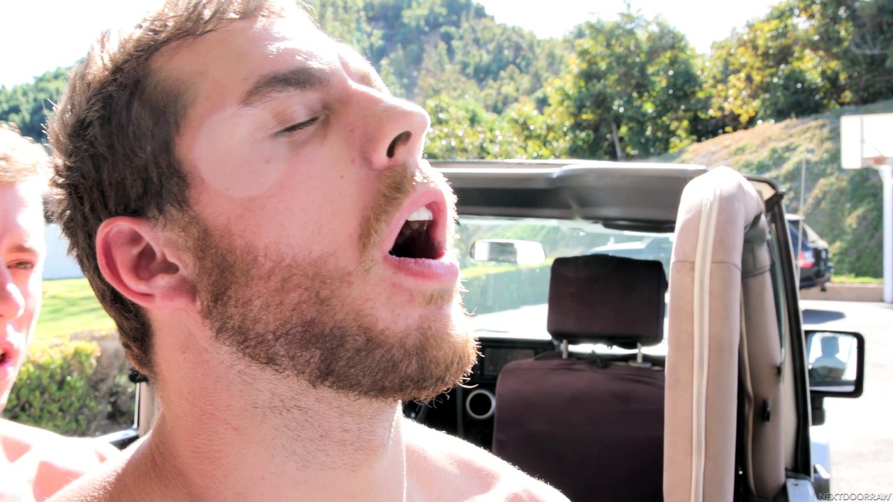 Very hot gay guys expose their pricks and fuck each other in the car  