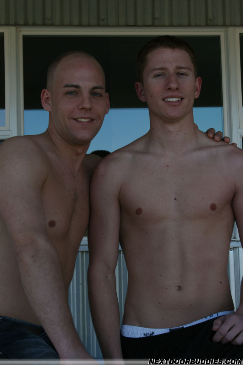 Skinny twink Scott bends forward and sucks Wess strong dick on the porch  