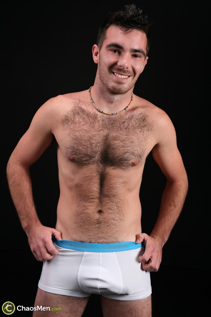 Hairy gay bear Colton shows off his hairy chest and dick before jerking  