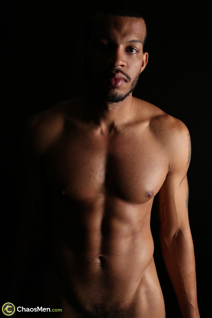 Handsome gay black man Mike Mann pulls out his fat boner and poses naked  