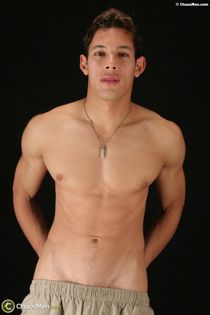 Handsome gay Latino Carlos Ramos undresses and jacks off his big cock  