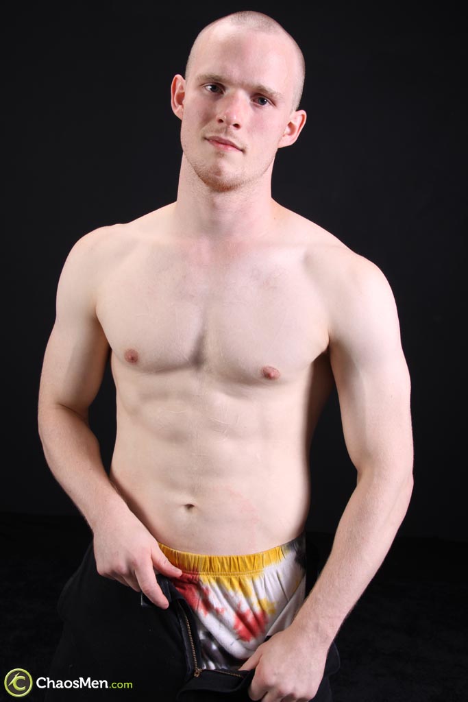 Bald gay Markham doffs his clothes and pulls out his hairy ginger dick  