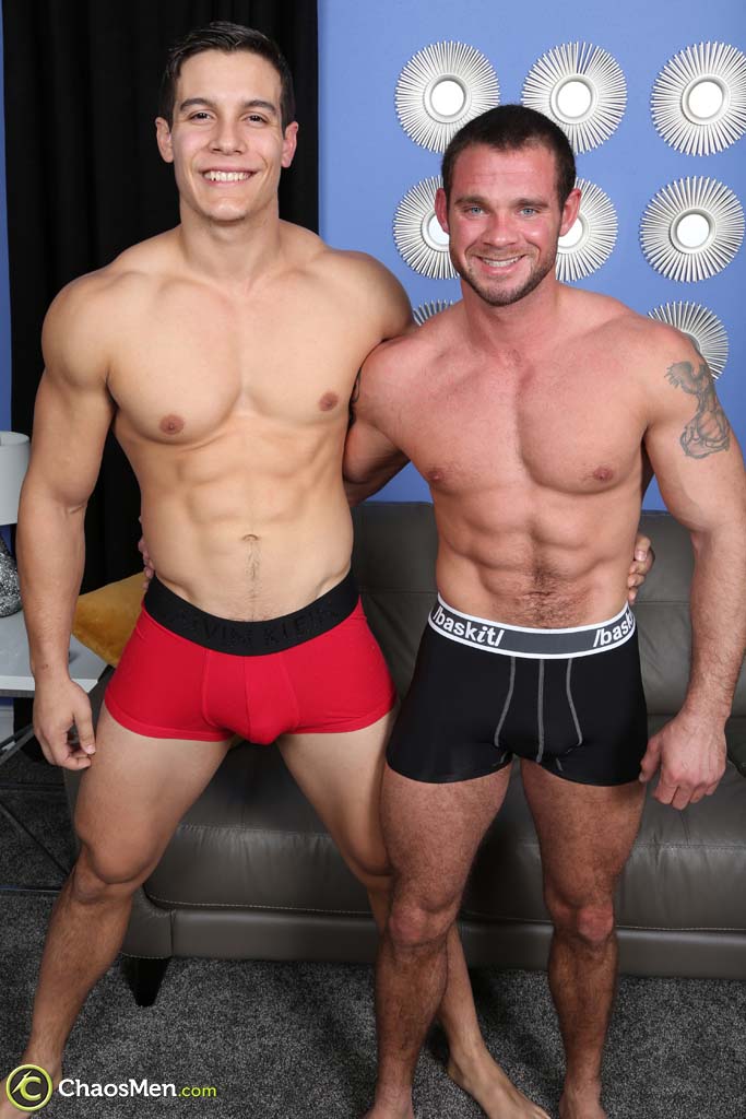Muscular gays Adam Cub & Cooper Reed have hardcore anal sex on a couch  