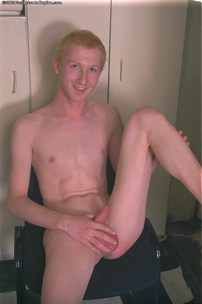 Skinny gay Petros shows off his suckable shaved balls in the bathroom  
