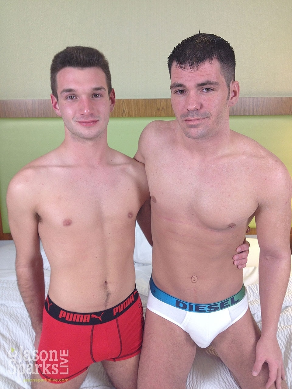 Gay Americans Brogan Reed and Dallas Parker ride each others dick on a bed  