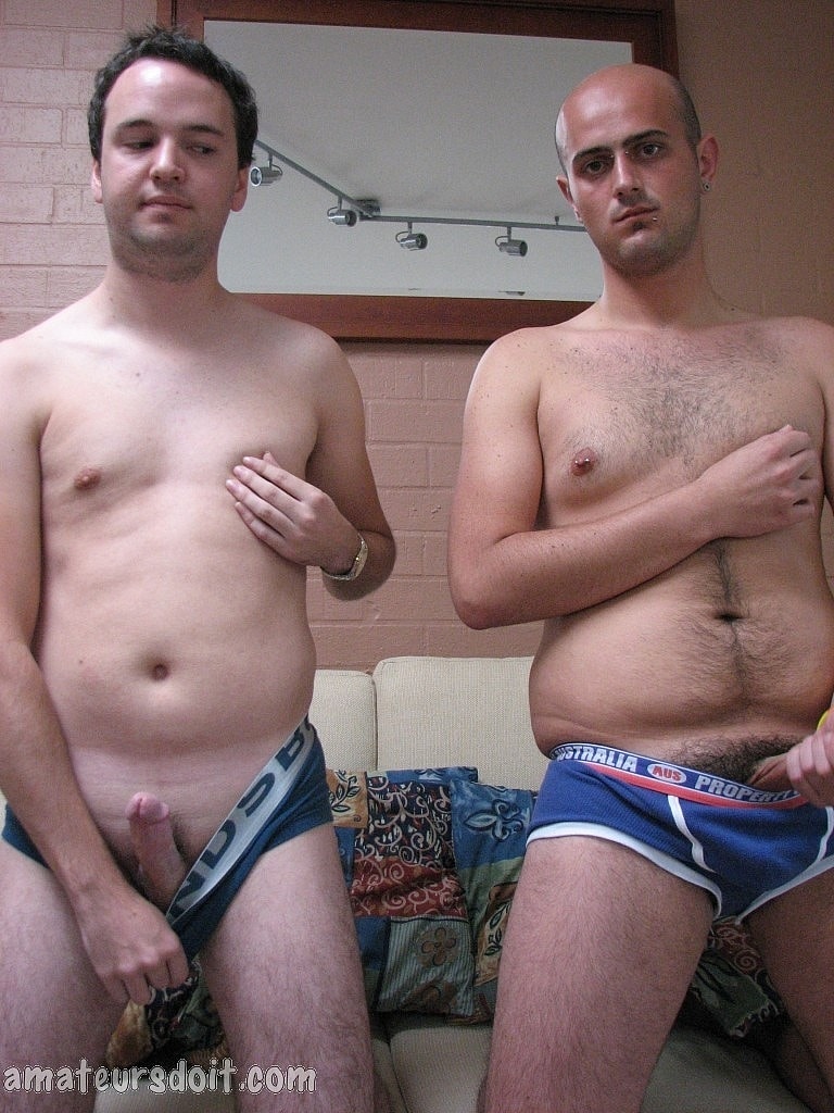 Gay men Stuart Slapper & Shane Showcock strip fully naked & jerk off  
