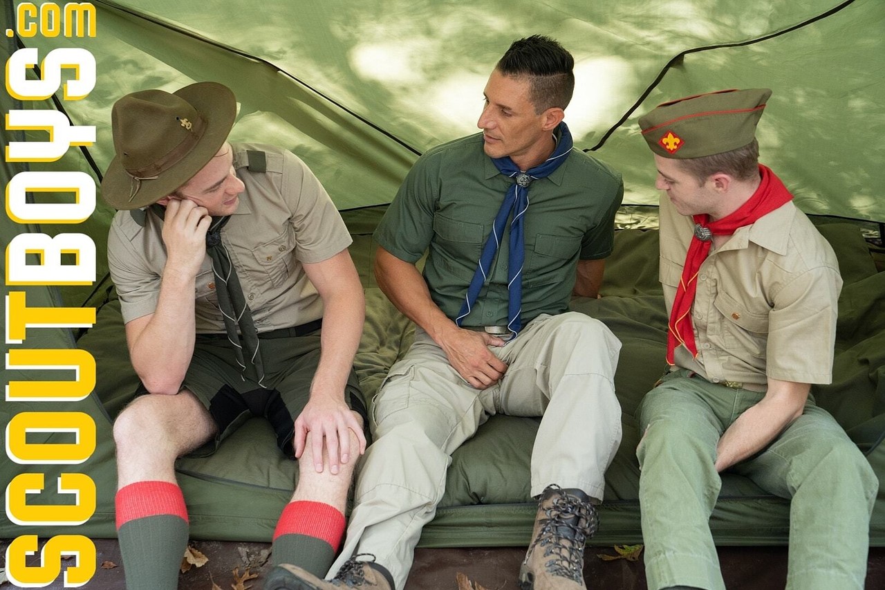 Scoutmaster Thirio bangs gay scouts Cole & Tom on a camping trip  