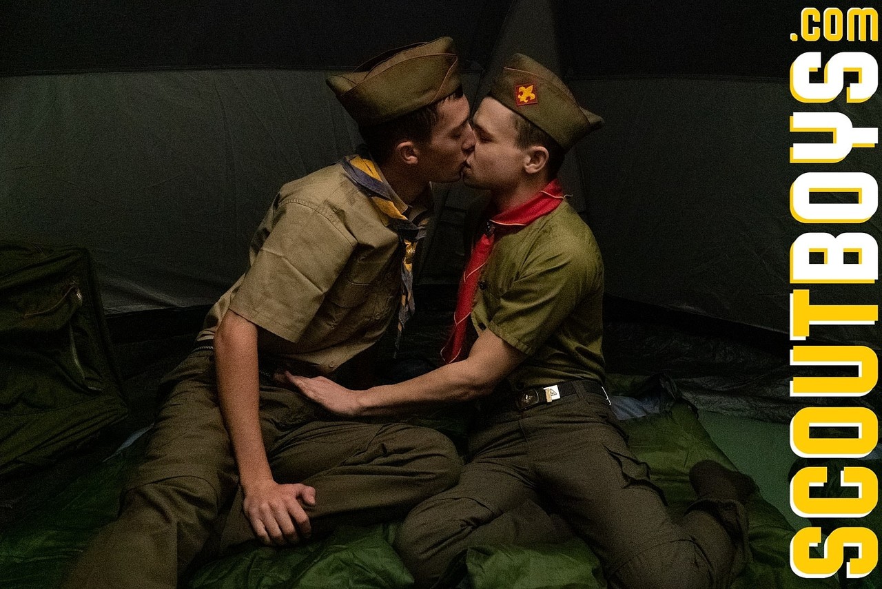 Gay boys Scout Jack & Scout Austin have anal sex in their camping tent