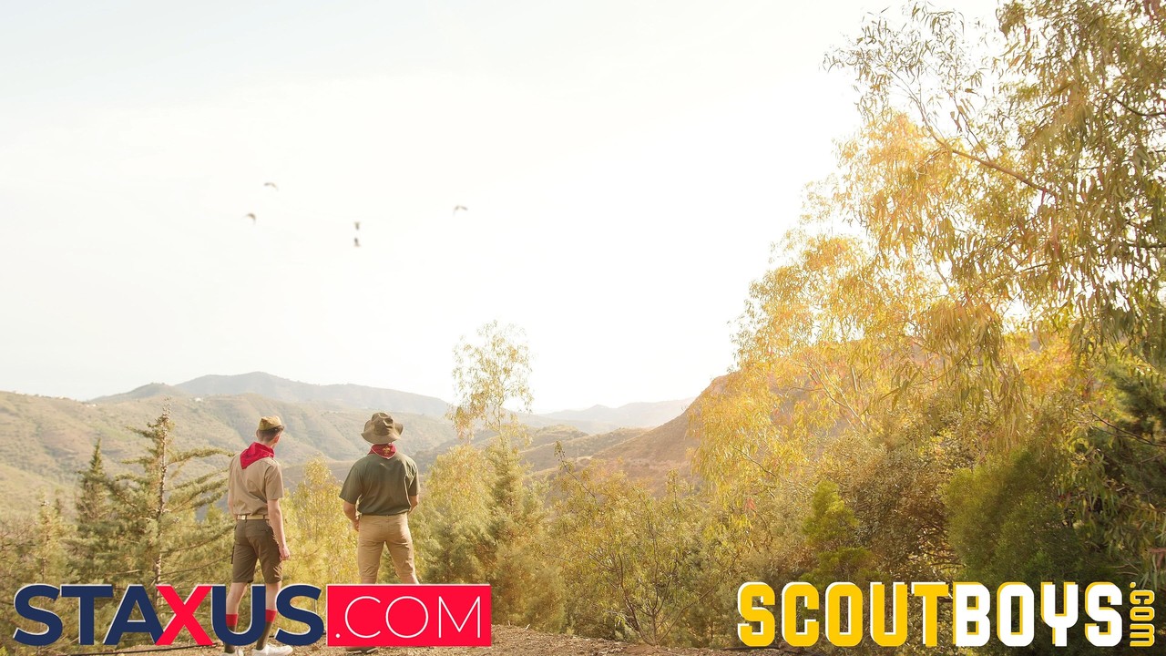 Scout boys have an outdoor anal foursome  