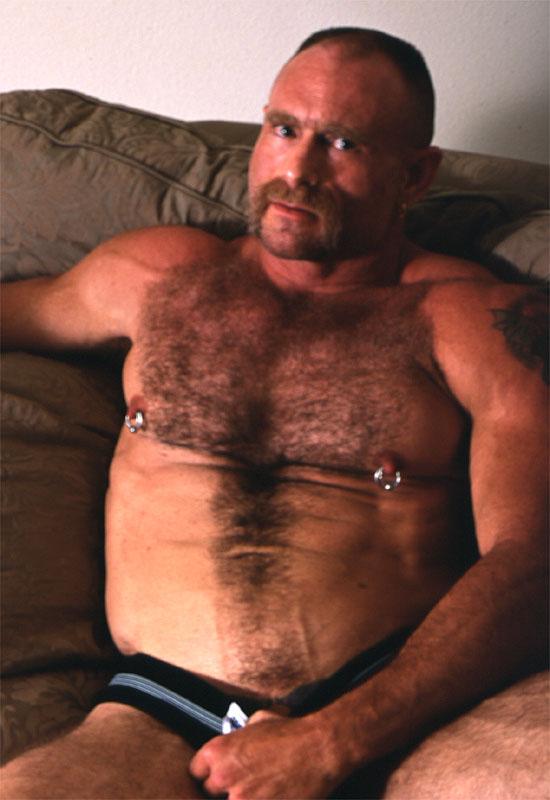 Hot Gay Bear Hunk George Strokes His Pierced Huge Dick In Th...  